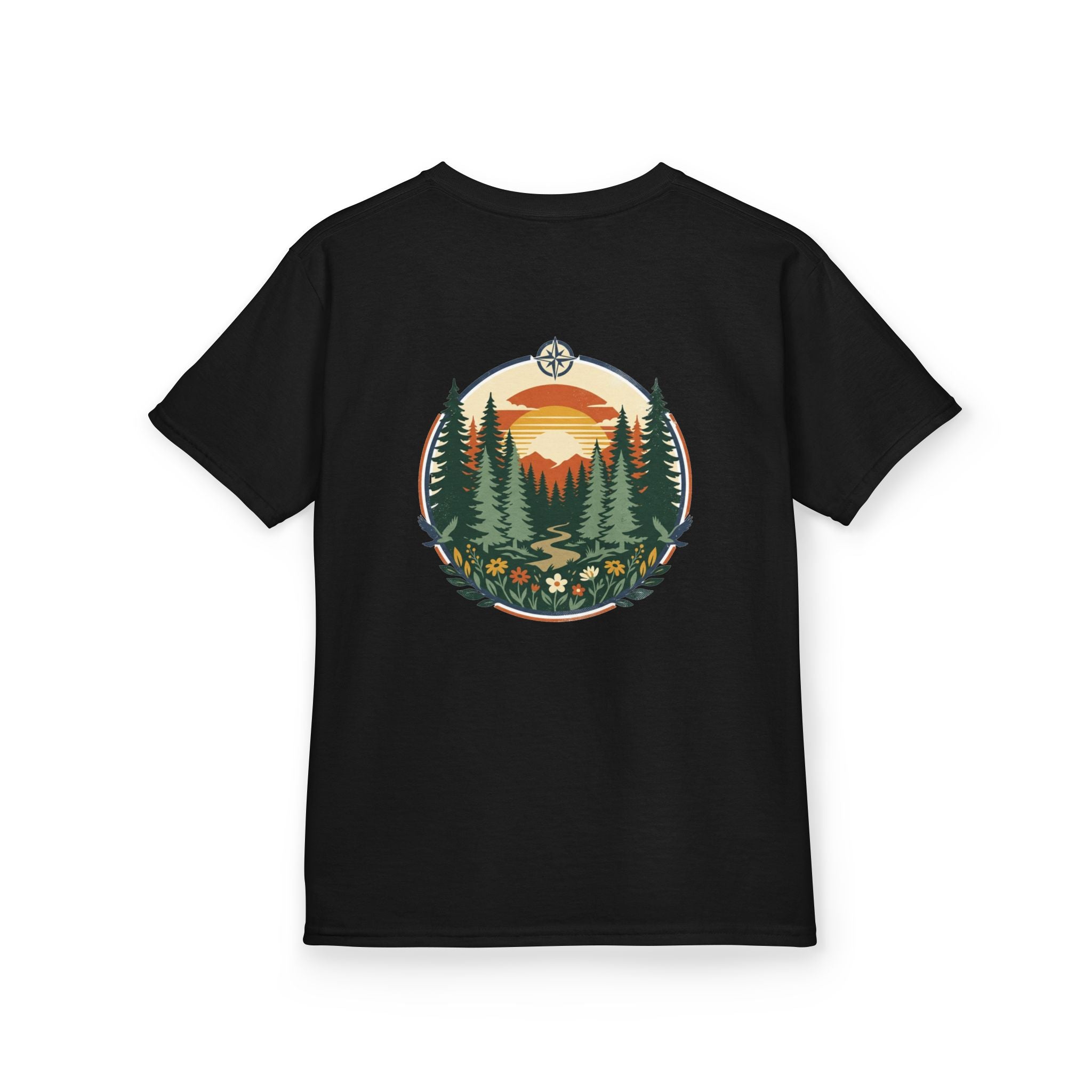 Kids Tee — Retro Forest Sunset Graphic