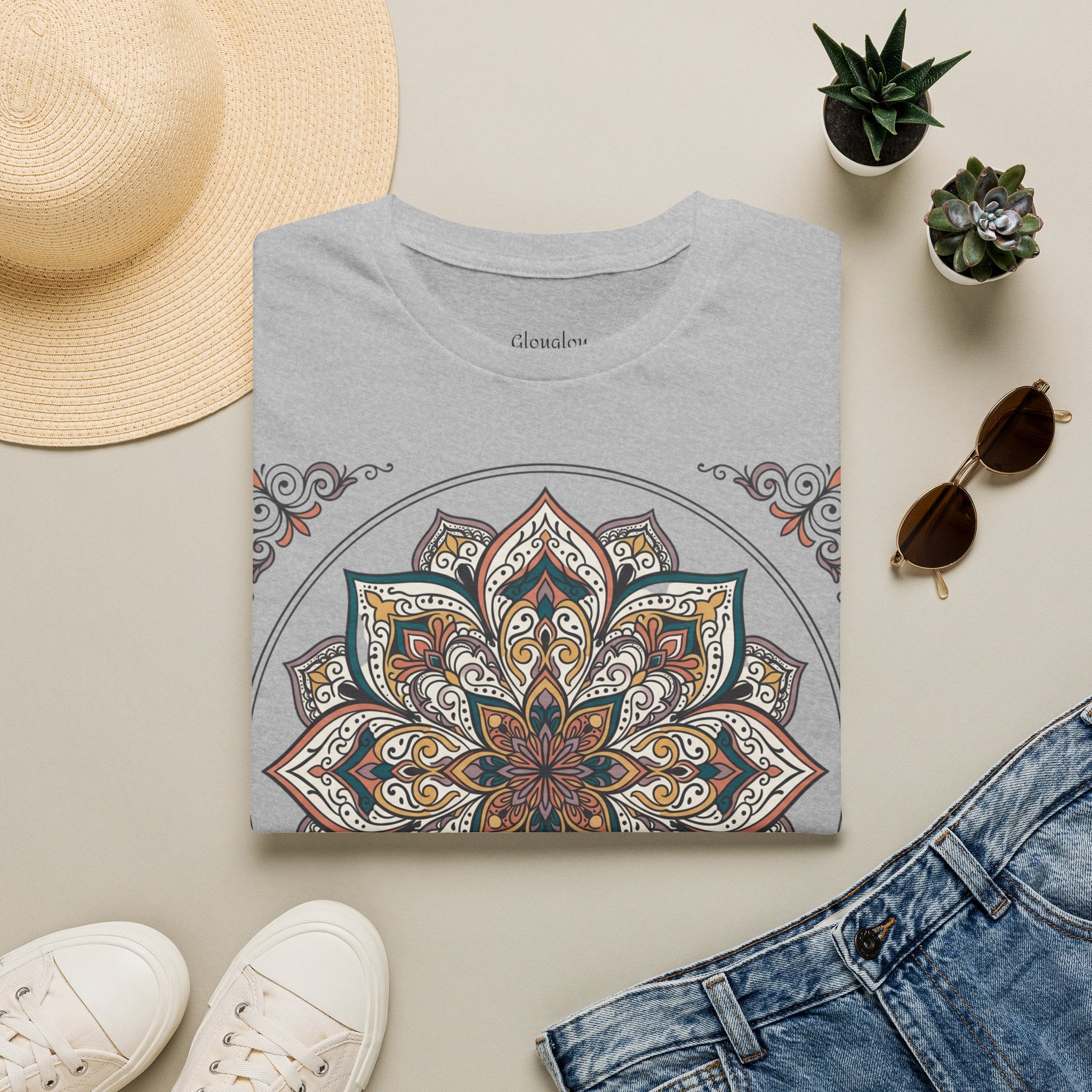 Mandala Floral T-Shirt — Boho Lotus Graphic Tee for Women & Men