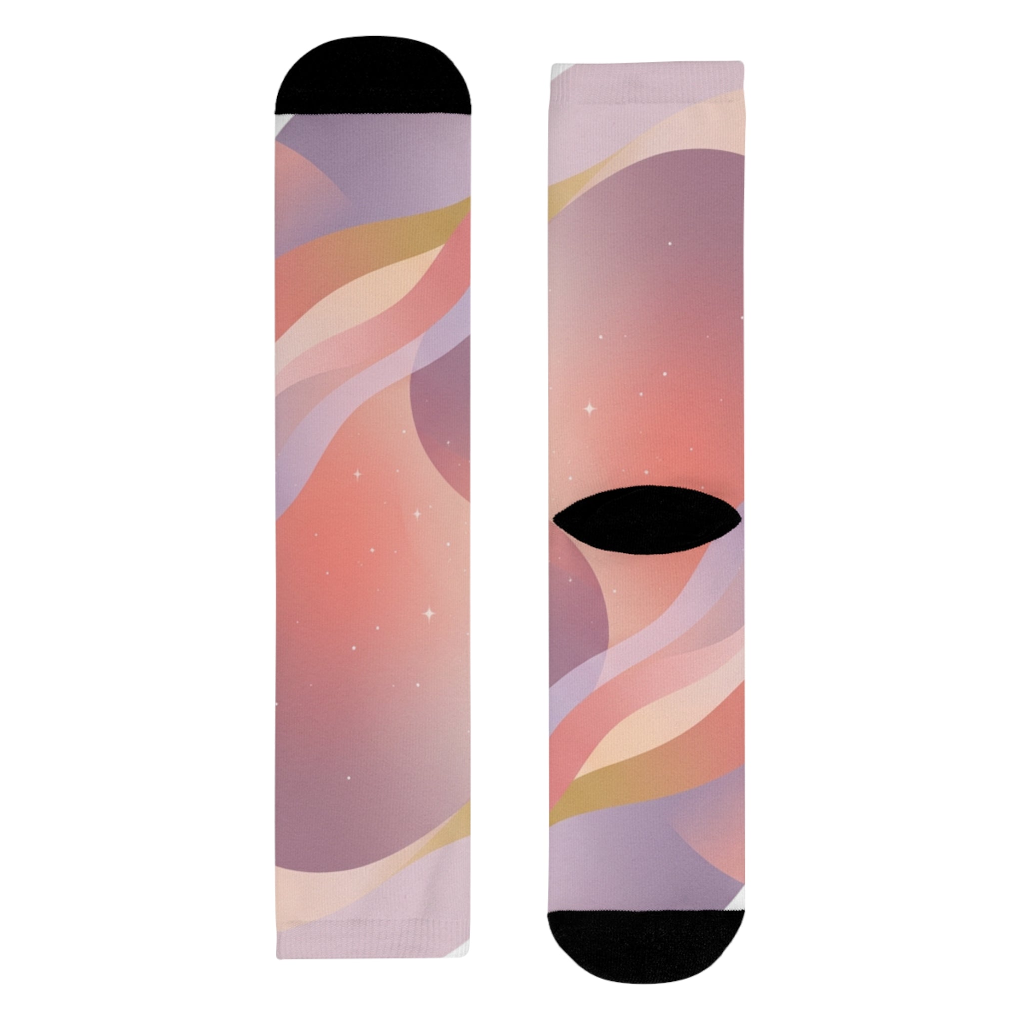 Abstract Pastel Wave Crew Socks — Pink Artistic Sublimation Socks