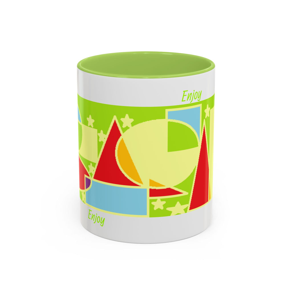 Bright Geometric Accent Coffee Mug — Retro Shapes Design