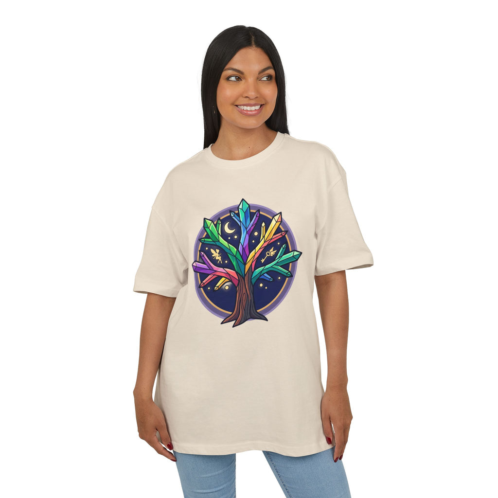 Crystal Tree Graphic Tee — Mystical Gemstone Nature Shirt