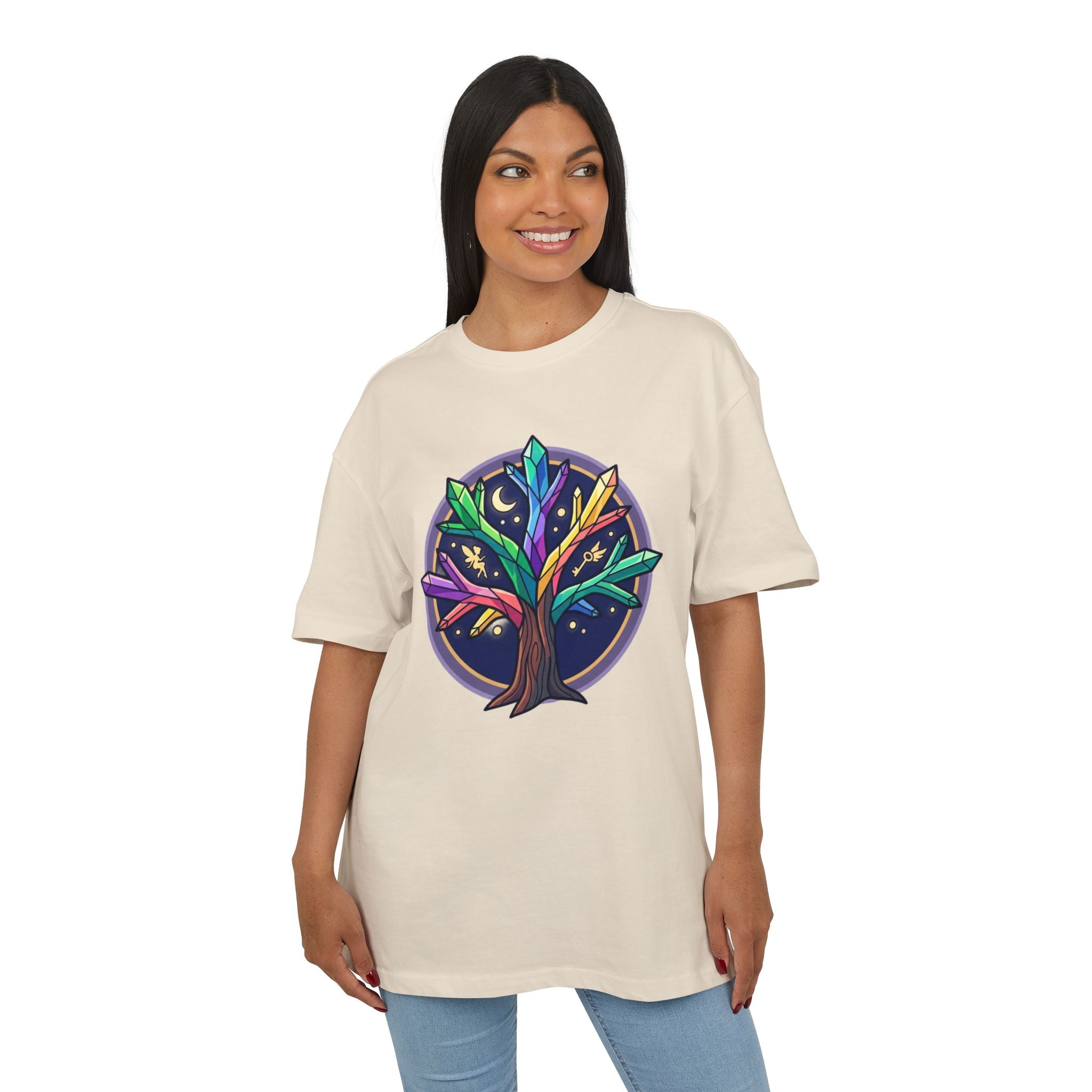 Crystal Tree Graphic Tee — Mystical Gemstone Nature Shirt