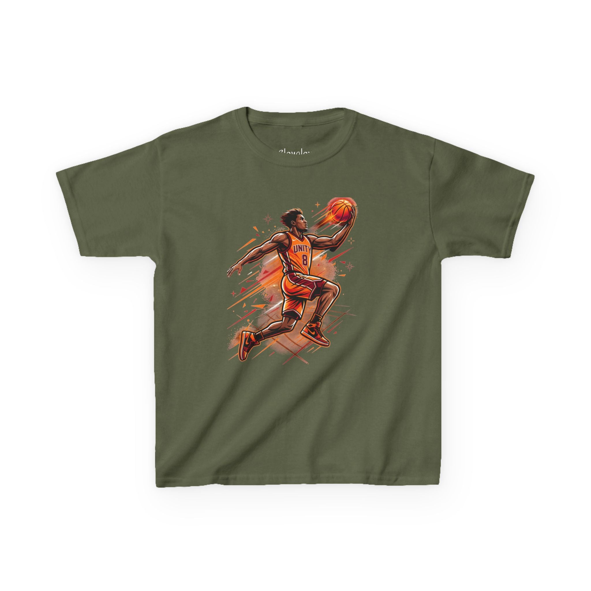 Kids Basketball Player Tee – Slam Dunk Illustration Kids T‑Shirt