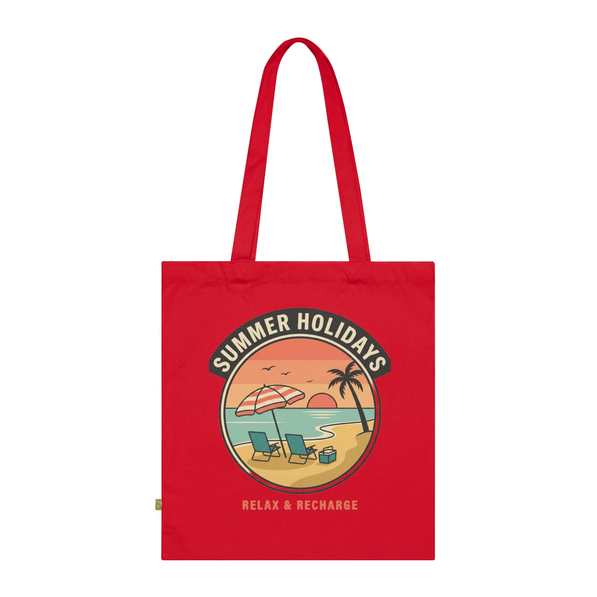 Tote Bag — Summer Holidays Beach Design “Relax & Recharge” Organic Cotton Tote