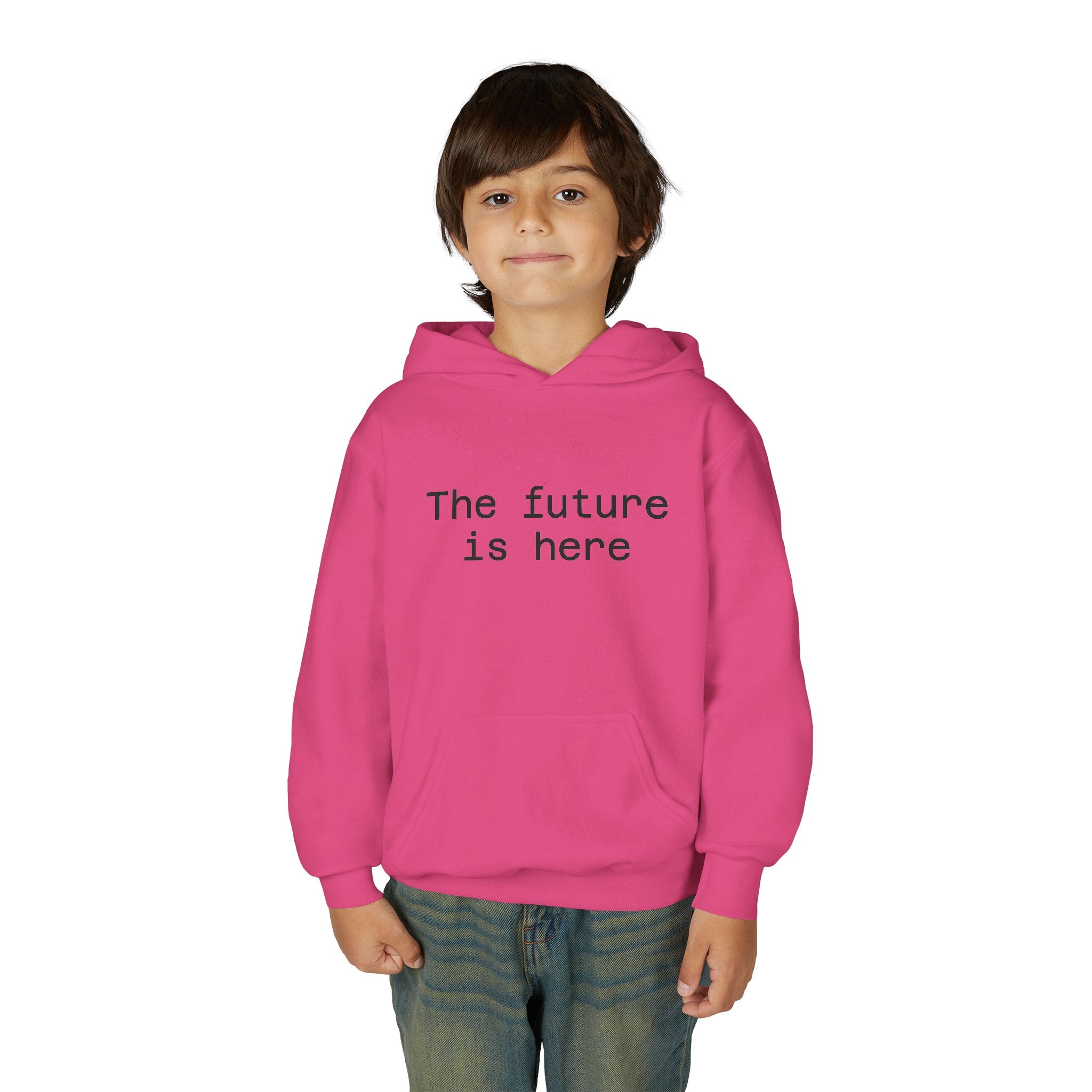 Youth Hoodie “The Future Is Here” Minimalist Slogan Sweatshirt
