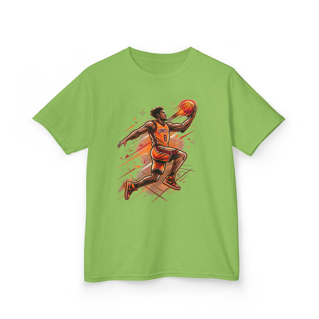 Kids Basketball Player Tee – Slam Dunk Illustration Kids T‑Shirt