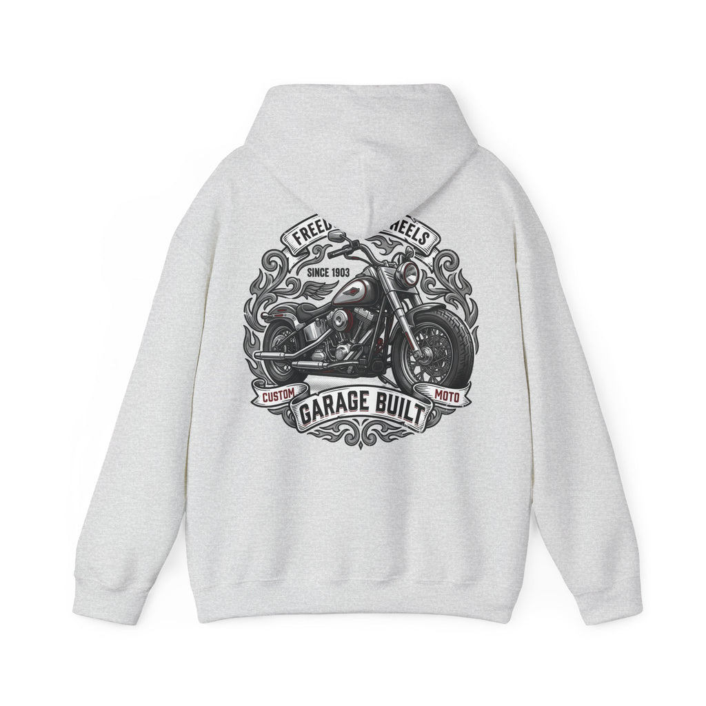 Garage Built Motorcycle Hoodie — Vintage Chopper Design
