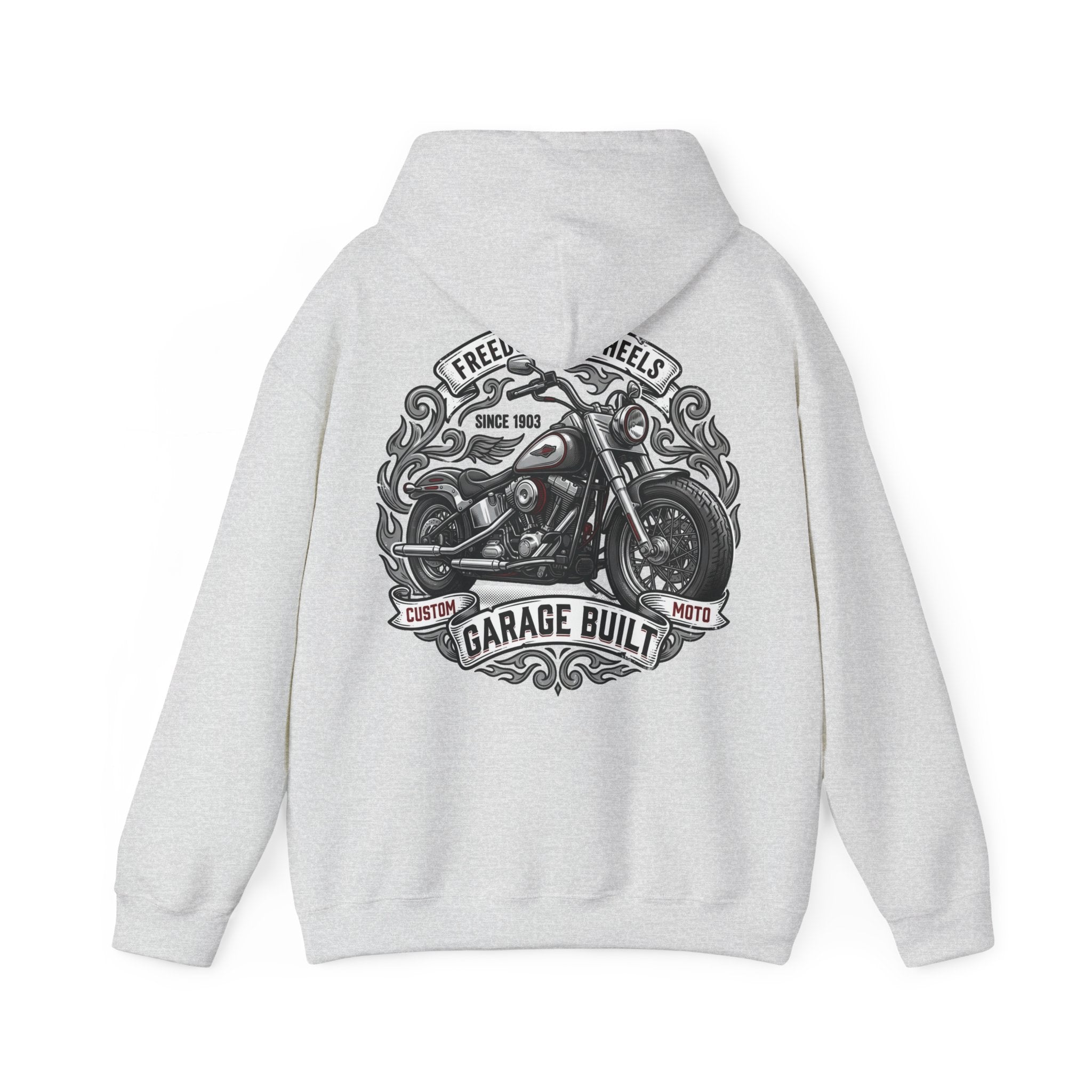 Garage Built Motorcycle Hoodie — Vintage Chopper Design