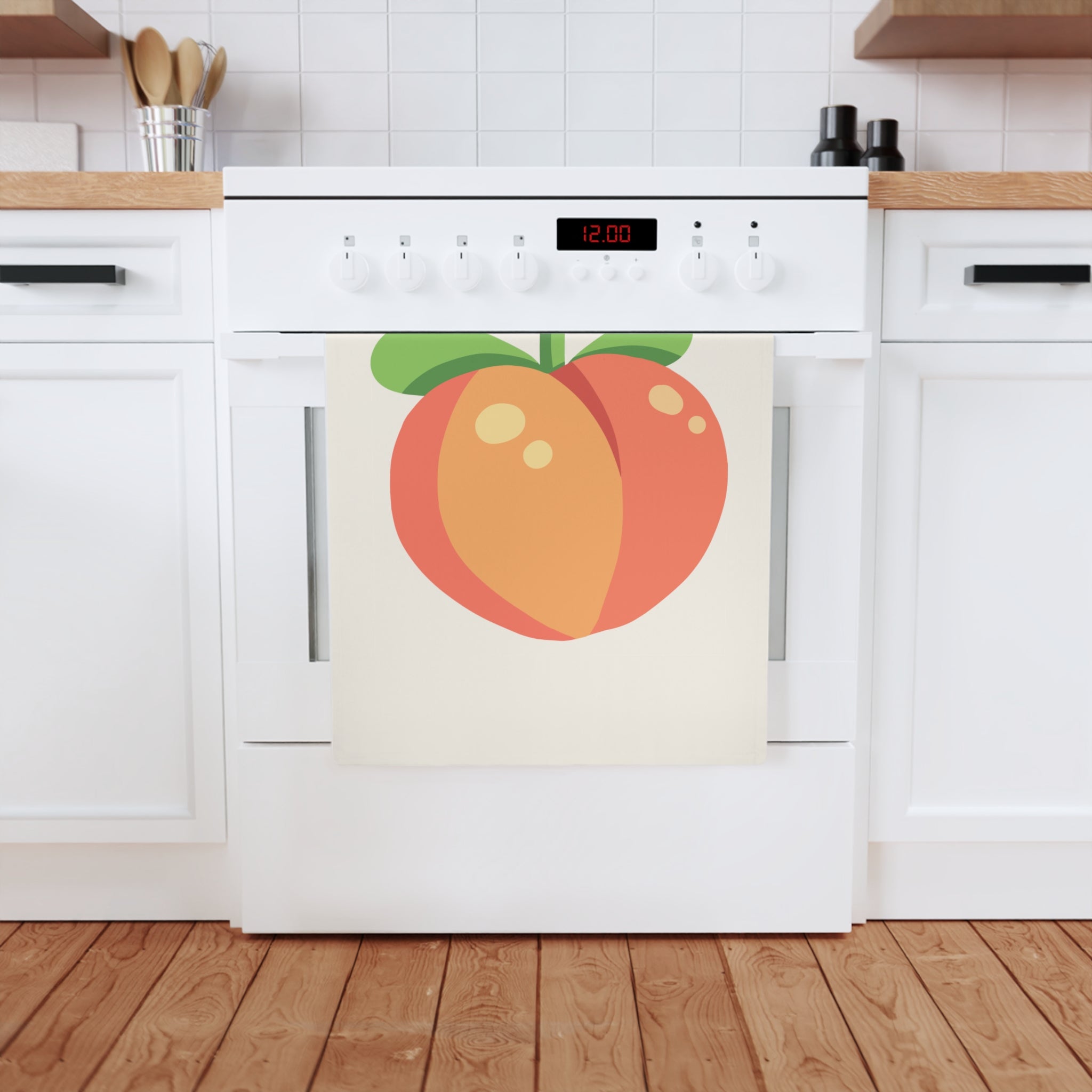 Peach Kitchen Tea Towel — Cute Fruit Cotton Dish Towel