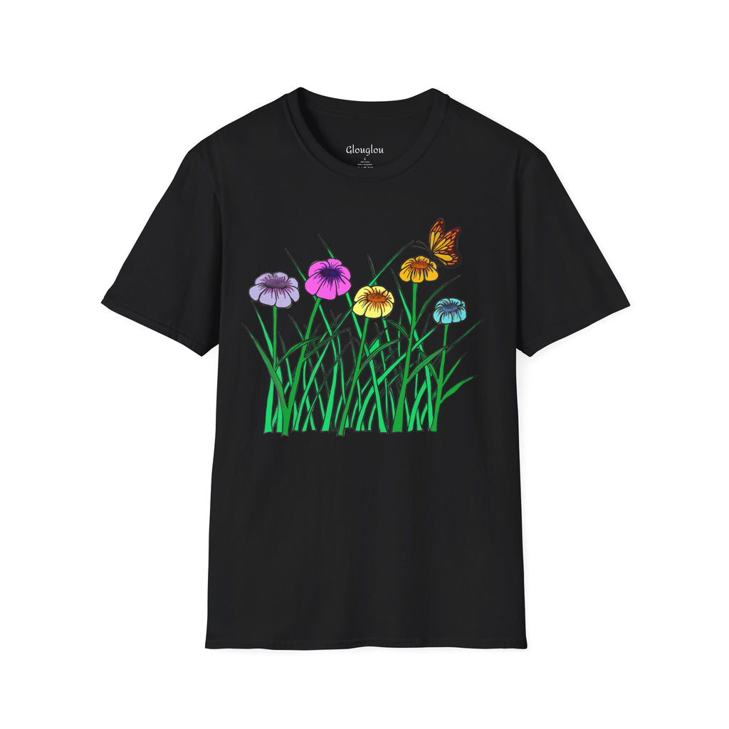 Floral Butterfly Garden T-Shirt — Colorful Wildflower Tee