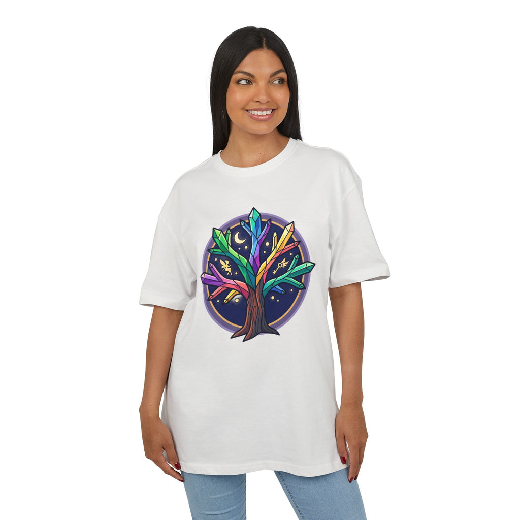 Crystal Tree Graphic Tee — Mystical Gemstone Nature Shirt