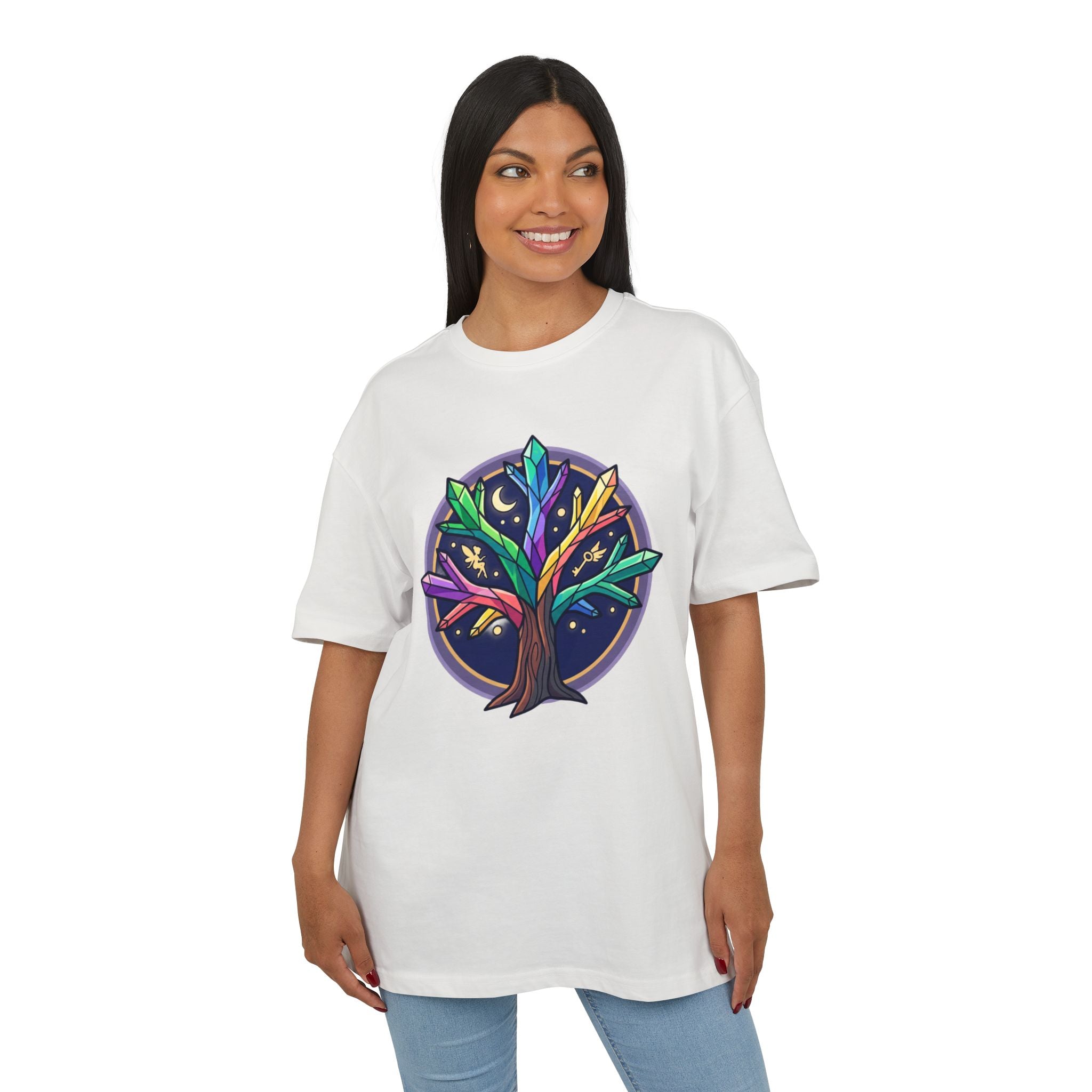 Crystal Tree Graphic Tee — Mystical Gemstone Nature Shirt