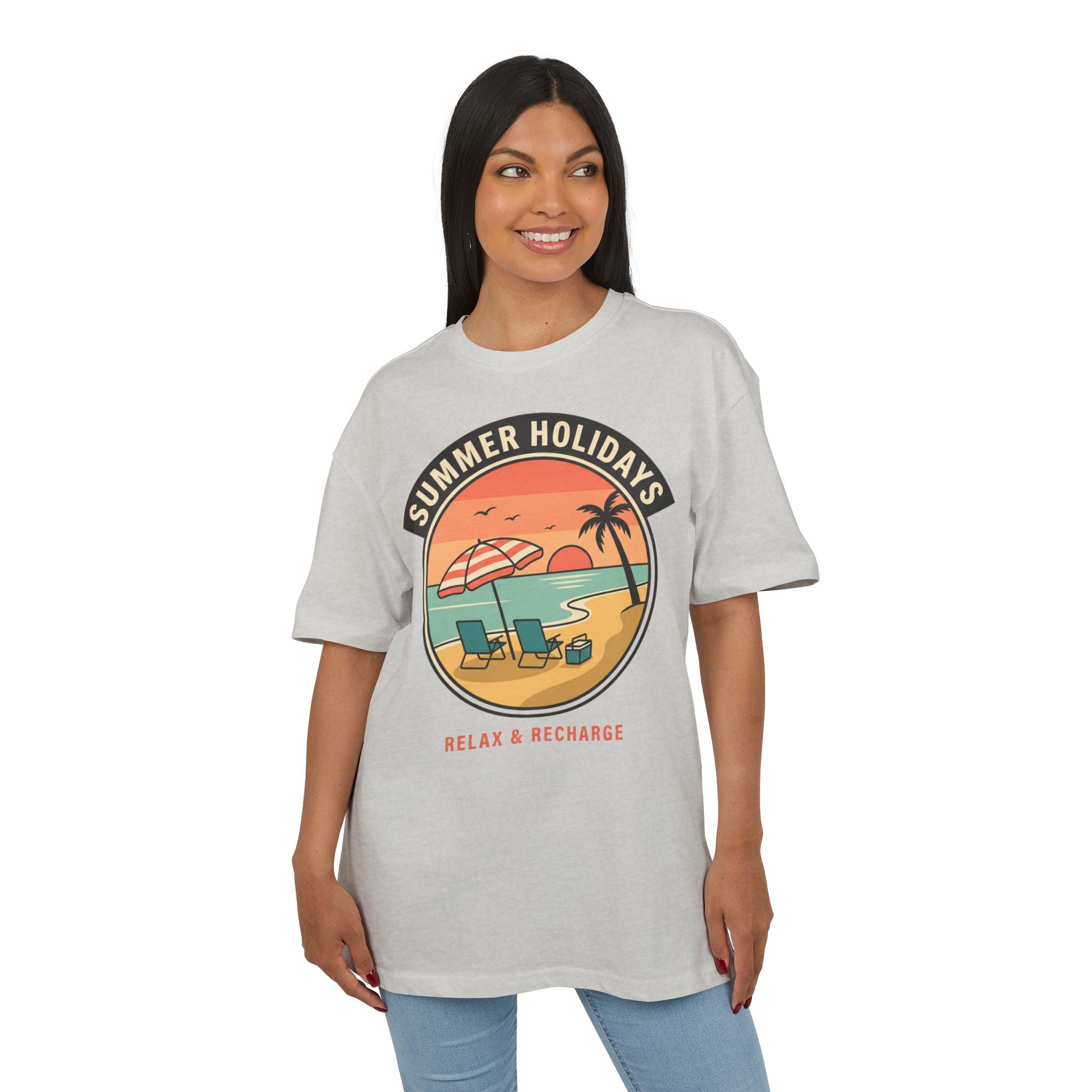 T-Shirt — "Summer Holidays: Relax & Recharge" Beach Graphic Tee