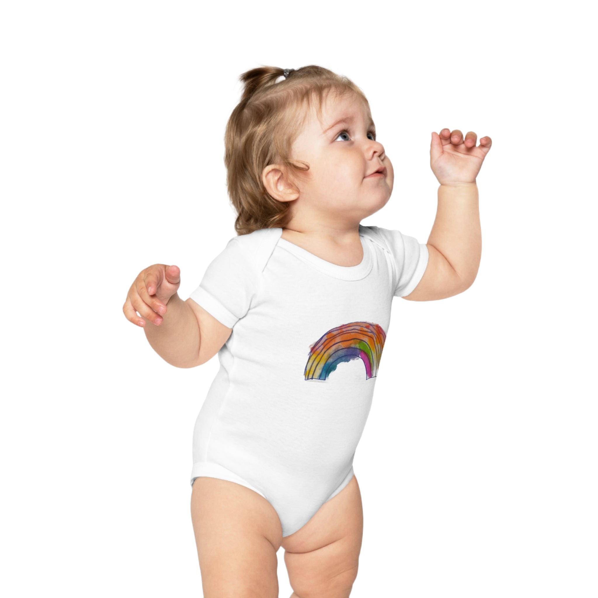 Baby Bodysuit with Watercolor Rainbow – Combed Cotton Infant One-Piece